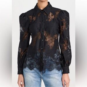 L'AGENCE Jenica Lace Blouse in Black